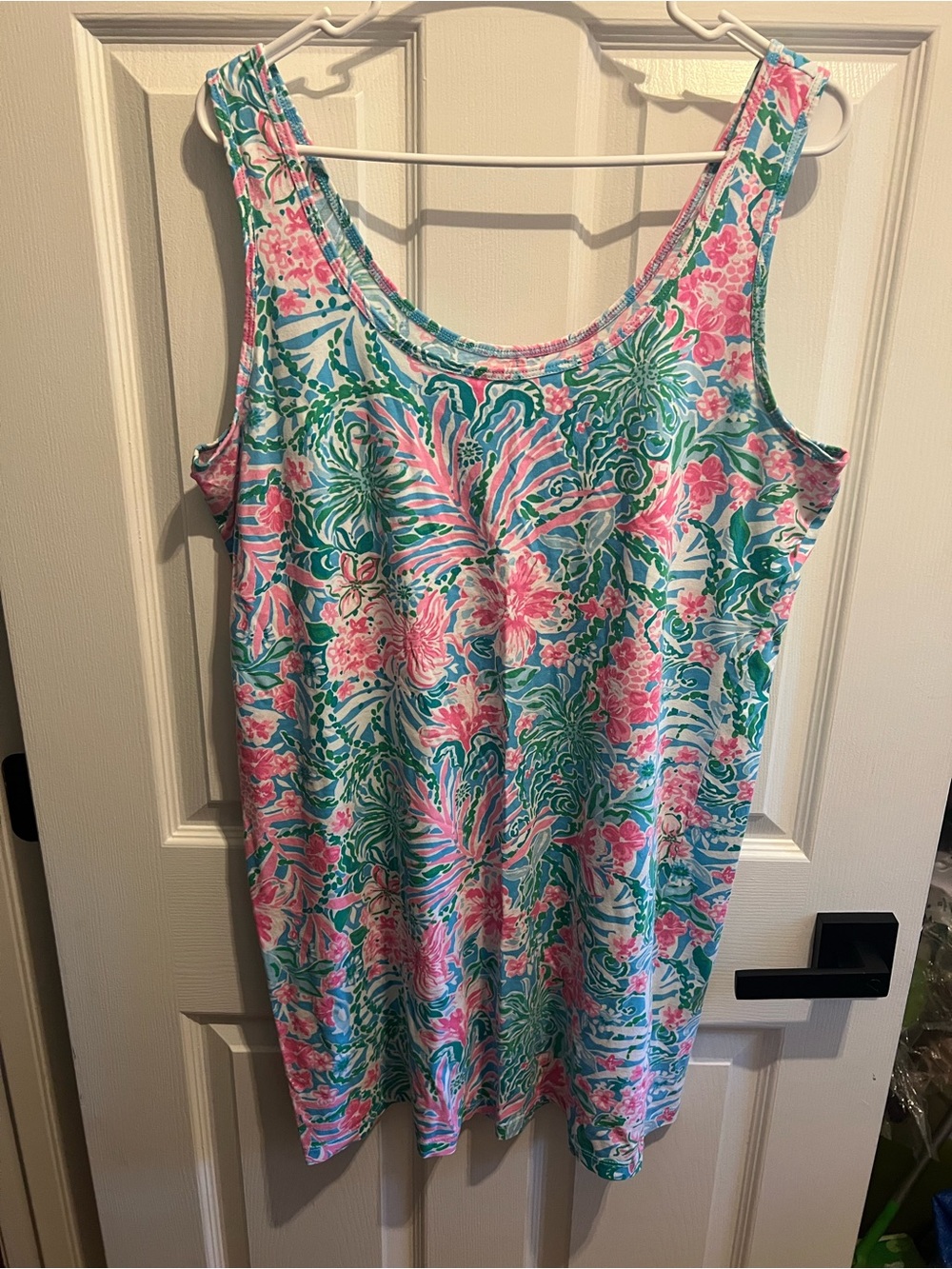 Floral Tropical Tank Dress in Pink & Teal